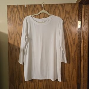 Susan Graver White Long Sleeve Crewneck Top